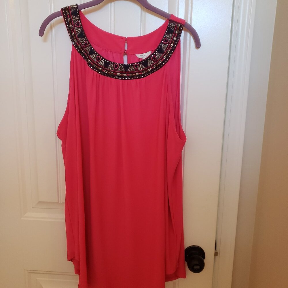 Cato's Pink Sleeveless Tunic with Beaded Neckline